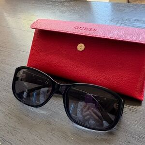 Guess Black Sunglasses with Bold Red Case